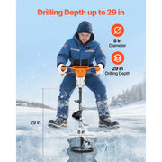 Charger l'image dans la visionneuse de galerie, Amocart Electric Ice Auger Cold-Resistant 2 in 1 Cordless Ice Fishing Augers and Earth Auger with 8" Ices & Earth Drill Bit