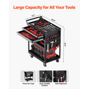 Bild in Galerie-Viewer laden, Amocart 5-Tier Tool Chest 2-Drawer Rolling Tool Work Cart with Locking & Pegboard Tools Storage Organizer for Garage Warehouse