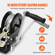 Load image into Gallery viewer, SucceBuy Hand Winch Heavy Duty Rope Crank with 33 ft Steel Wire Cable and Two-Way Ratchet for Trailer Boat or ATV Towing - AMOCART