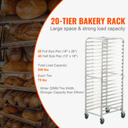 Load image into Gallery viewer, SucceBuy 10/20 Sheet Bun Pan Rack Commercial Bakery Racks with Brake Wheels Aluminum Racking Trolley Storage for Bread Baking