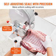 Charger l'image dans la visionneuse de galerie, Amocart Commercial Electric Meat Bandsaw Stainless Steel Countertop Bone Sawing Machine 0.16-7.9 Inch Cutting Thickness Frozen Meat Cutter with 6 Blades for Rib Pork Beef