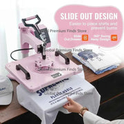 Charger l'image dans la visionneuse de galerie, Amocart Heat Press Machine 12x15inch 8in 1 Heat Transfer Machine 360° Swing Away T-Shirt for T-Shirts/Mugs/Hats/Plates Pink
