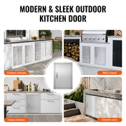 Load image into Gallery viewer, SucceBuy BBQ Access Door Stainless Steel Flush Mount Door Wall Vertical Door w/ Recessed Handle Grilling Station Outside Cabinet