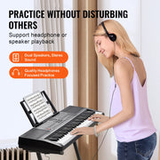 Bild in Galerie-Viewer laden, SucceBuy 61 Key Digital Keyboard Piano Electric Portable Piano 200 Tones 200 Rhythms or 600 Tones 500 Rhythms for Beginner Use