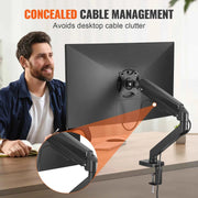 Load image into Gallery viewer, Amocart Single/ Dual/ Triple Monitor Mount for Screens Gas Spring Monitor Arm Desk Mount with C-Clamp and Grommet Mounting Base