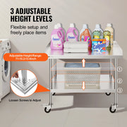 Load image into Gallery viewer, SucceBuy Stainless Steel Work Table Commercial Food Prep Worktable with 4 Wheels Heavy Duty Prep Worktable for Restaurant Home