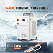 Bild in Galerie-Viewer laden, SucceBuy Industrial Water Chiller CW6000 1500W Cooling System with Compressor 65 L/min Max Flow Rate for Laser Engraving Machine