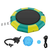 Bild in Galerie-Viewer laden, Amocart 12ft Inflatable Water Bouncer Recreational Water Trampoline Portable Bounce Swim Platform with Slide 3-Step Ladder