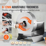 Load image into Gallery viewer, SucceBuy Electric Vegetable Slicer 0-12mm Thickness Adjustable Commercial Slicer Machine Convertible to Manual Food Cutter - AMOCART