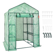 Load image into Gallery viewer, Amocart 4.6x4.6x6.6ft Walk-in Greenhouse with Shelves High Strength PE Cover with Zipper Door Suitable for Planting and Storage