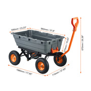 Bild in Galerie-Viewer laden, Amocart Dump Cart Poly Garden Dump Cart Easy to Assemble Steel Frame Dump Wagon with 2-in-1 Convertible Handle Safe Transport