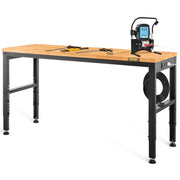 Load image into Gallery viewer, SucceBuy 2000 lbs Adjustable Garage Workbench 48/61" L x 20" W Work Table with 28.3"-38.1" Height & Hardwood Top for Office Home