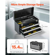 Load image into Gallery viewer, SucceBuy 20in 3-Drawer Metal Tool Box Black/Red Tool Chest with EVA Liners Multifunction Tool Organizer for Garage & Workshop