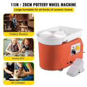 Load image into Gallery viewer, SucceBuy Electric Pottery Wheel Machine 28cm 350W Manual Handle Foot Pedal for School Ceramic Clay Working Forming DIY Art Craft