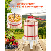 Load image into Gallery viewer, SucceBuy 4.75 Gal/18L Fruit Wine Press Solid Wood Basket w/ 8 Blocks Heavy Duty Manual Juice Maker with Handle for Kitchen Home - AMOCART