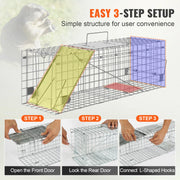Load image into Gallery viewer, Live Animal Cage Trap Humane Cat Rodent Control Folding with Handle for Rabbits Stray Cats Squirrels Raccoons Groundhog