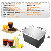Load image into Gallery viewer, SucceBuy Drop in Ice Chest Stainless Steel Ice Cooler Commercial Ice Bin with Hinged Cover Outdoor Kitchen Ice Bar