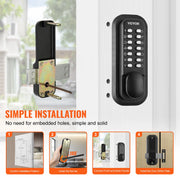 Load image into Gallery viewer, Amocart Mechanical Keyless Entry Door Lock 14 Digit Keypad Outdoor Gate Door Locks Set with Surface-mounted Latch Door Lock
