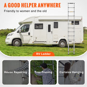 Load image into Gallery viewer, SucceBuy Telescoping Ladder 12.5 FT Aluminum One-Button Retraction Collapsible Extension 375 LBS Capacity w/Non-Slip for Home RV
