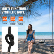 Load image into Gallery viewer, SucceBuy 3/16 in 250/1000ft Nylon Cord 32-Strand Design Multi-Purpose Rope for Outdoor Adventures Tree Work Emergency Situation
