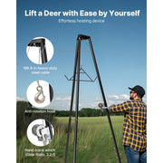 Bild in Galerie-Viewer laden, SucceBuy 500 lbs Tripod Deer Hoist Winch Lift with Gambrel & Manual Winch Hunting Game Hoist for Cleaning Skinning and Moving