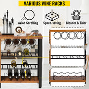 Bild in Galerie-Viewer laden, SucceBuy 47/55inch Industrial Bar Cabinet Wine Bar Cabinet Table with Wine Rack & Glass Holder for Dining Living Room Rustic Oak