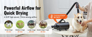 Charger l'image dans la visionneuse de galerie, SucceBuy 2000W/2.7HP Dog Blow Dryer Adjustable Speed Temperature Control with 4 Nozzle and Extendable Hose for Pet Hair Grooming