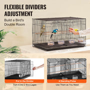 Charger l'image dans la visionneuse de galerie, Amocart 30In Flight Bird Cage Stackable Divided Small Animal Cage for Kinds of Birds Pet Travel Birdcage with Handle and Perche