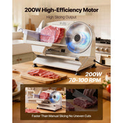Bild in Galerie-Viewer laden, SucceBuy 200W Meat Slicer 7.5" Electric Deli Slicer with 2 SUS420 Blades & 0-0.6" Adjustable Thickness for Frozen Meat Ham Steak