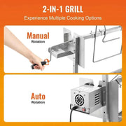 Bild in Galerie-Viewer laden, 【Premium】Amocart 35inch Rotisserie Grill Electric Motor Charcoal Spit Grill Stainless Steel Roaster w/Lock le Wheels for Campin