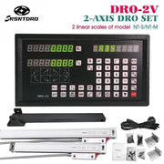 Load image into Gallery viewer, DRO-2V Professional Digital Readout Display and 2 pieces Linear Glass Scale Encoder Grating Ruler For Lathe milling machines