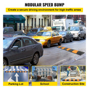 Load image into Gallery viewer, SucceBuy Rubber Speed Bump 2 Channel Speed Bump Hump 72.8x12.2x2.2 Garage Cable Ramp for Asphalt Concrete Gravel Driveway-6 FT
