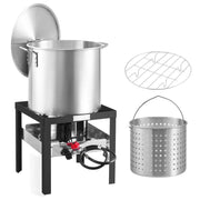 Load image into Gallery viewer, Amocart 60/80/100Qt Seafood Boiling Kit with Strainer Cooking Set for Crab Crawfish Boiling Aluminum Stockpot with Steamer Rack