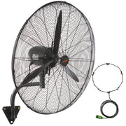 Load image into Gallery viewer, SucceBuy 4 Sizes Wall-Mount Misting Fan 3-speed IP44 Waterproof Oscillating Wall Fan Max. 9500 CFM Wall Mounted Fan for Home - AMOCART