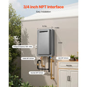 Load image into Gallery viewer, SucceBuy Gas Tankless Water Heater 5.3/ 8Gal Outdoor 191000 BTU Instant Hot Water Heater Smart Temperature Control Protections - AMOCART