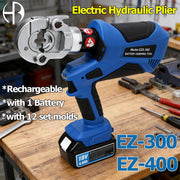 Load image into Gallery viewer, EZ-300 EZ-400 Electric Hydraulic Plier w Battery Handheld Rechargeable Cable Copper Aluminum Terminal Crimping Tool & 12Set Mold