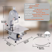 Bild in Galerie-Viewer laden, SucceBuy Commercial Electric Meat Bandsaw Stainless Steel Countertop Bone Sawing Machine 0.16-7.9 Inch Cutting Thickness Frozen Meat Cutter with 6 Blades for Rib Pork Beef