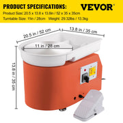 Load image into Gallery viewer, SucceBuy Electric Pottery Wheel Machine 28cm 350W Manual Handle Foot Pedal for School Ceramic Clay Working Forming DIY Art Craft