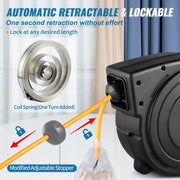 Load image into Gallery viewer, SucceBuy Retractable Extension Cord Reel 45 FT / 65 FT with Lighted Triple Tap Outlet 180° Swivel Bracket Heavy Duty Power Cord