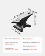 Load image into Gallery viewer, SucceBuy Single Horn Anvil Cast Steel Anvil High Hardness Rugged Round Horn Anvil for Blacksmiths Stable Base Metal Working Tool - AMOCART