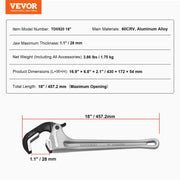 Load image into Gallery viewer, Amocart Pipe Wrench 18"Aluminum Straight Pipe Wrench Automatic Jaw Adjustment Adjustable Plumbing Wrench Easy to Carry for Pipe