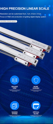 Load image into Gallery viewer, Ultra-accurate Dro NT800 3 Axis Kit AC90-260V & 50-1000mm Linear Glass Scale Encoder Digital Ruler for Lathe Milling Machines