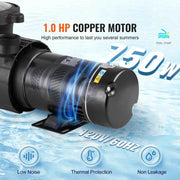 Load image into Gallery viewer, Amocart Above Ground Pool Pump 1HP/1.5HP/2HP Single Speed with Filter Basket for Above Ground Pools Hot Tubs Spas UL Certified