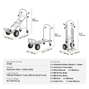 Load image into Gallery viewer, SucceBuy Folding Hand Truck Aluminum Heavy Duty Industrial Collapsible Dolly Cart for Transport Moving in Warehouse Supermarket - AMOCART