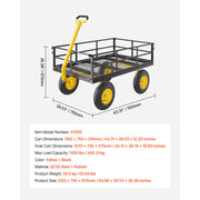 Load image into Gallery viewer, SucceBuy 1200Lbs Steel Garden Cart 2 in 1 Outdoor Metal Utility Wagon Yard Trailer w/ 13" All Terrain Tires Mesh Removable Sides