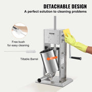 Load image into Gallery viewer, SucceBuy Manual Sausage Stuffer 5LBS/3L Capacity Two Speed 304 Stainless Steel Vertical Sausage Stuffer Sausage Filling Machine