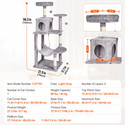 Load image into Gallery viewer, Amocart Cat Tree for Indoor Cats Cat Tower with Cat Condo Sisal Scratching Post HammockTop Perch Jumping Platforms Dark Grey