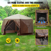 Load image into Gallery viewer, Amocart Pop-up Camping Gazebo Camping Canopy Shelter 6 Sided 12' x 12' / 10' x 10' Sun Shade Tents & Canopies Camping & Hiking