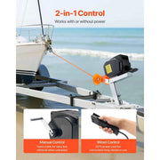 Load image into Gallery viewer, Amocart 2000lbs Electric Boat Winch 12V DC 300W with Wired Remote Control Hand Crank Reversible Electric Trailer Winch for Boat