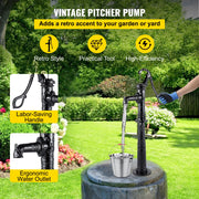 Load image into Gallery viewer, SucceBuy Hand Water Pump with Stand 15.7 x 9.4 x 53.1 inch Pitcher Pump & 26 inch Pump Stand for Yard Garden Farm Irrigation Use - AMOCART